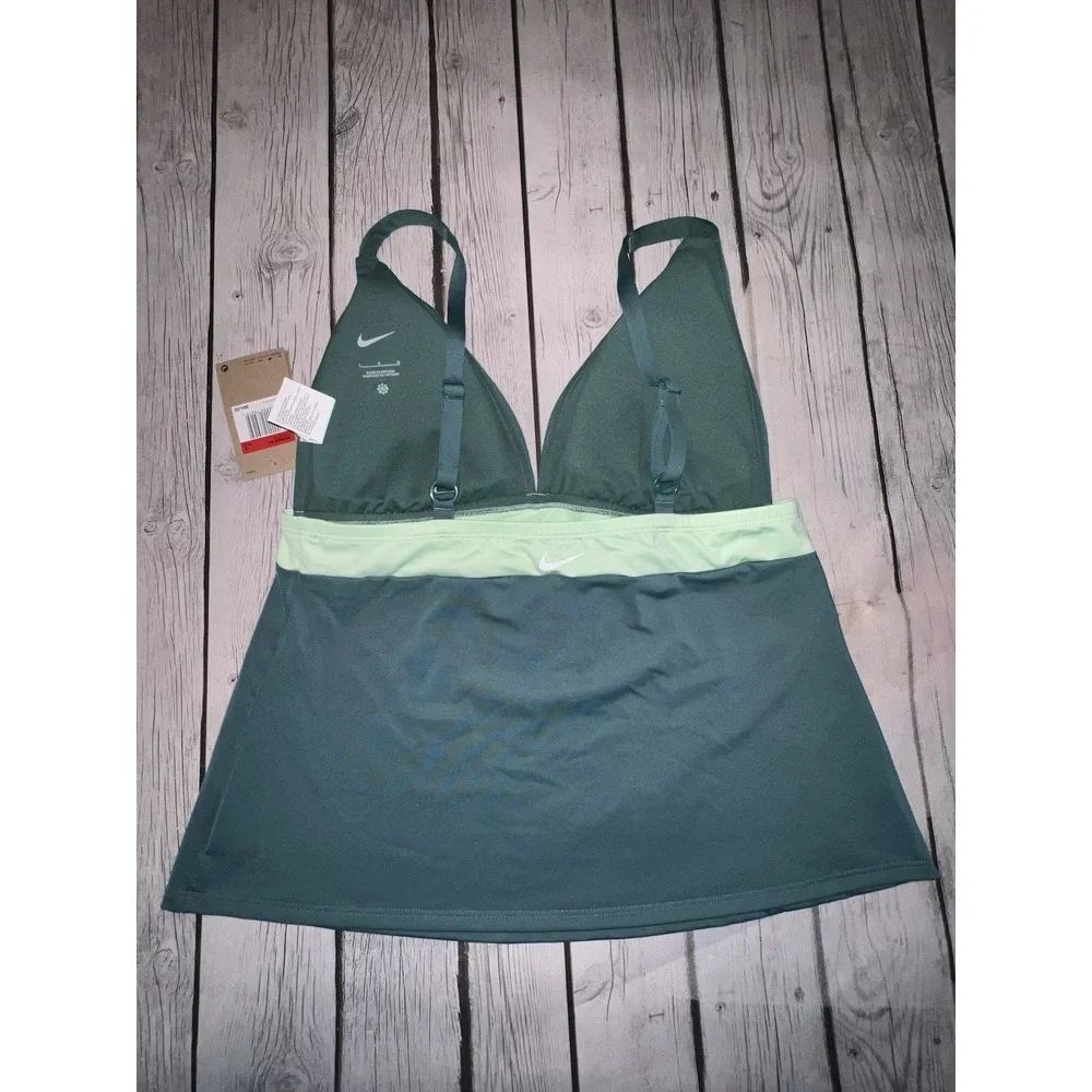 Nike Women's Swim Built-In Bra Tankini Top Green Size Large
